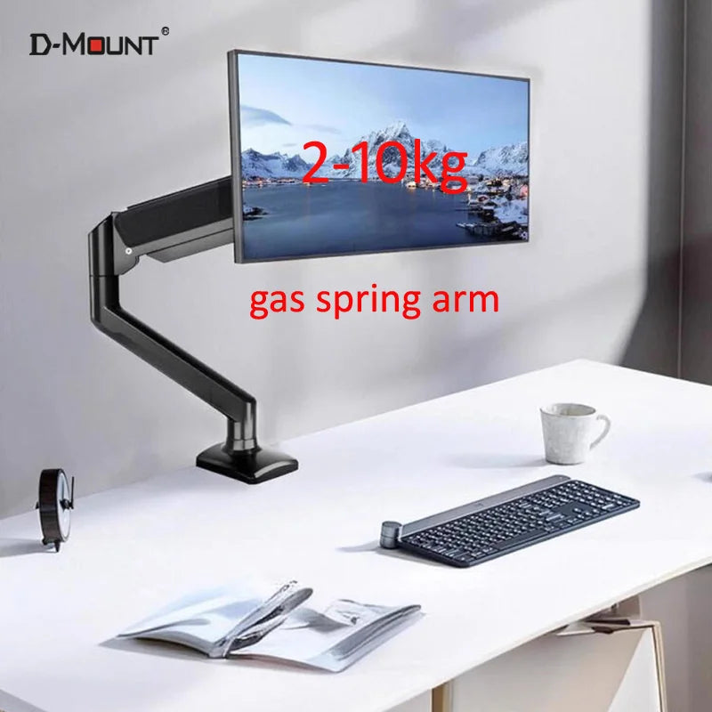 D-MOUNT D80 metal alumin 2-10KG 13"-32" monitor desktop stand mount gas spring arm full motion rotate clamp 0-60mm grommet Hauptbild