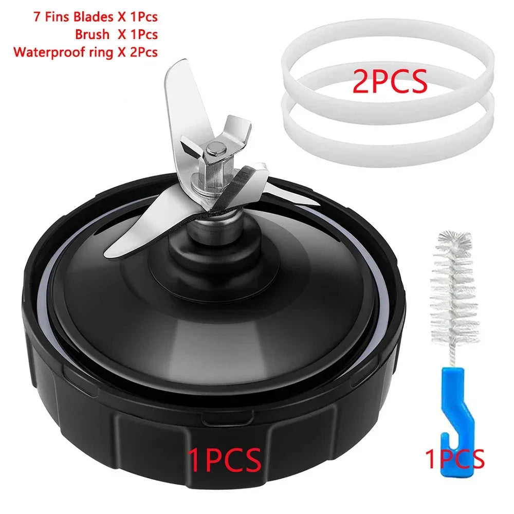 7 Fins Extraktor Klingen für Ninja Mixer Ersatzteile mit Unterlegscheibe Gummi Bürste für Nutri Ninja Auto IQ BL486 BL642 N102