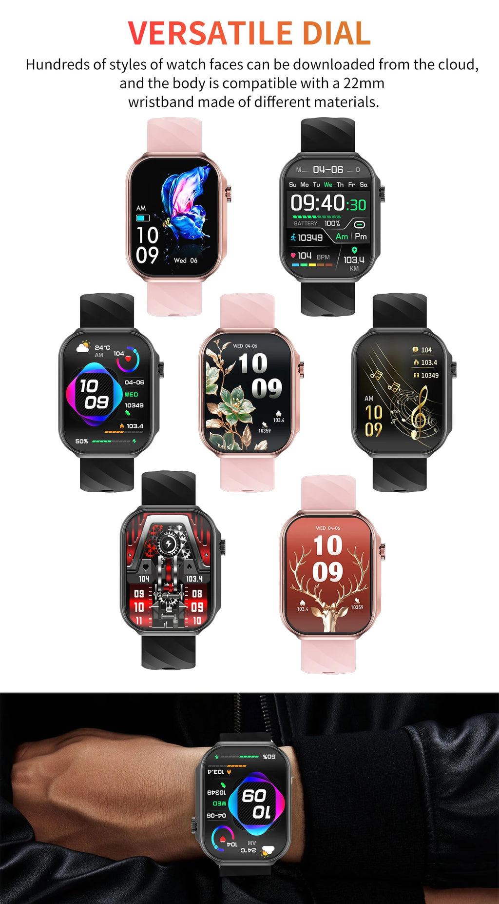 LIGE Neue 2,2-Zoll 3D Gebogenes Display Smartwatch Mit LED-Licht Thermometer Gesundheitsmonitor Smartwatch BT Anruf Sport Fitness Uhr
