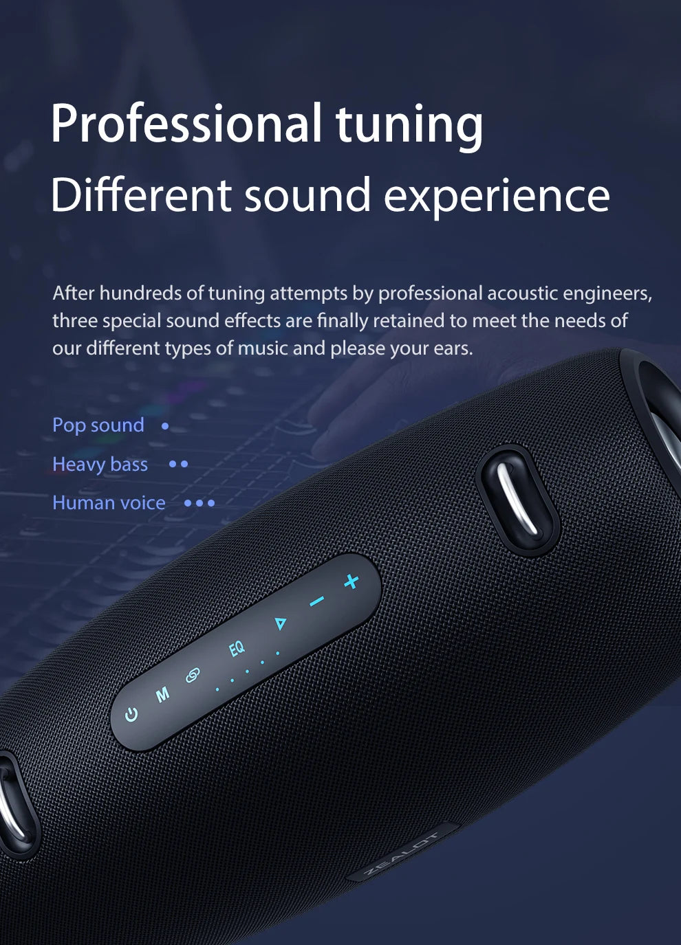 ZEALOT S67 Tragbarer Bluetooth-Lautsprecher mit Schultergurt, wasserdicht für den Außenbereich, Stereo-Klang, starker Bass, 40 Std. Wiedergabe