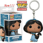 Neue FUNKO Schlüsselanhänger Disney Dämonin Prinzessin Bella Arielle Alice Anna Elsa Bell Jack Sally Stitch Actionfigur Spielzeug Ornamente