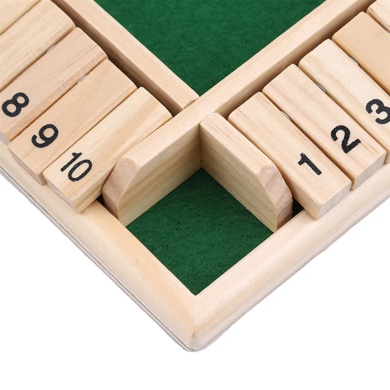Vierseitige Klappkarten-Spiele Intellektuelles Lernspiel Box Würfel Spielzeug Eltern-Kind-Spiele Shut The Box Holz-Zahlen-Spiel Brettspiele