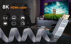 8K HDMI-Flachkabel 48 Gbit/s High Speed 8K60 4K120 144Hz Geflochtenes HDMI 2.1 Kabel 3D eARC HDCP 2.2&2.3 Kompatibel mit Roku TV/PS5