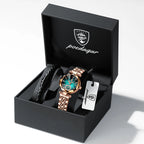 POEDAGAR Luxusuhr für Damen, wasserdicht, lässige Quarzuhr für Damen, hochwertige elegante Damenuhren, Damenuhr Reloj+Box