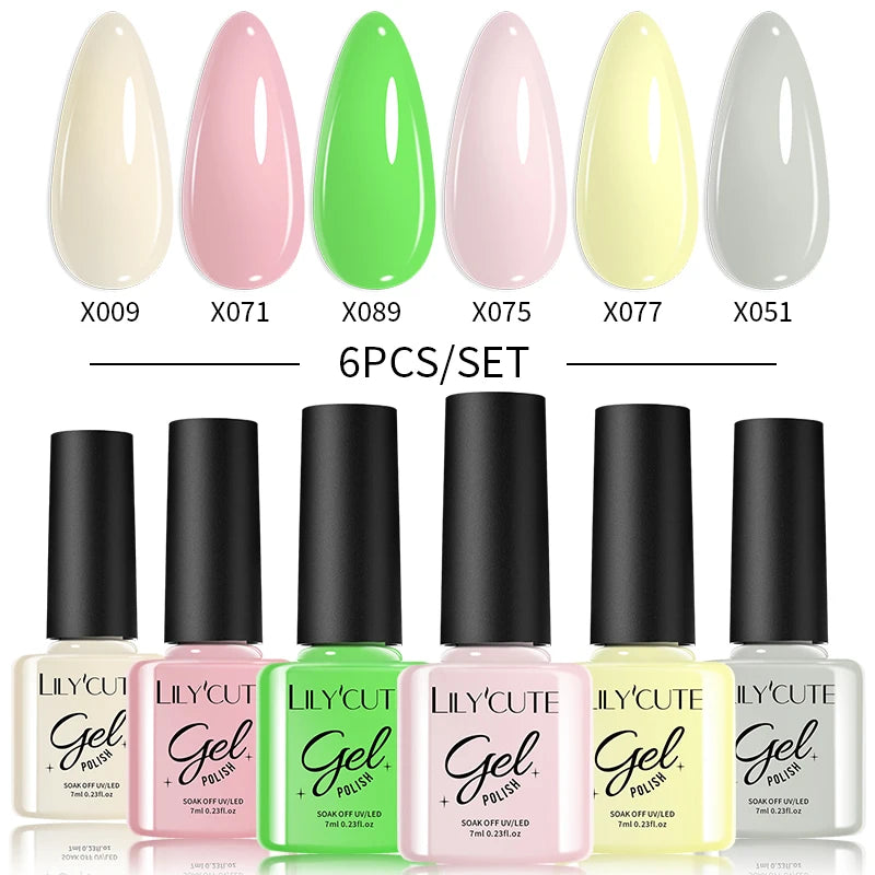 LILYCUTE Nagelgel-Politur-Set, Rosa Grün, Frühling, DIY-Nagelkunst-Design, lang anhaltend, Soak Off UV Gel, Maniküre, Malgel, Vernis-Kit