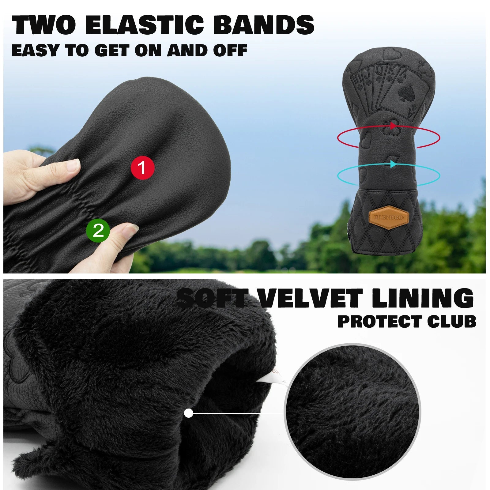 Black Lucky Poker Design Hochwertige Headcovers Bestickung Golfschläger Driver Head Fairwayholz Hybrid Headcovers 3 Holz Headc Zweitbild