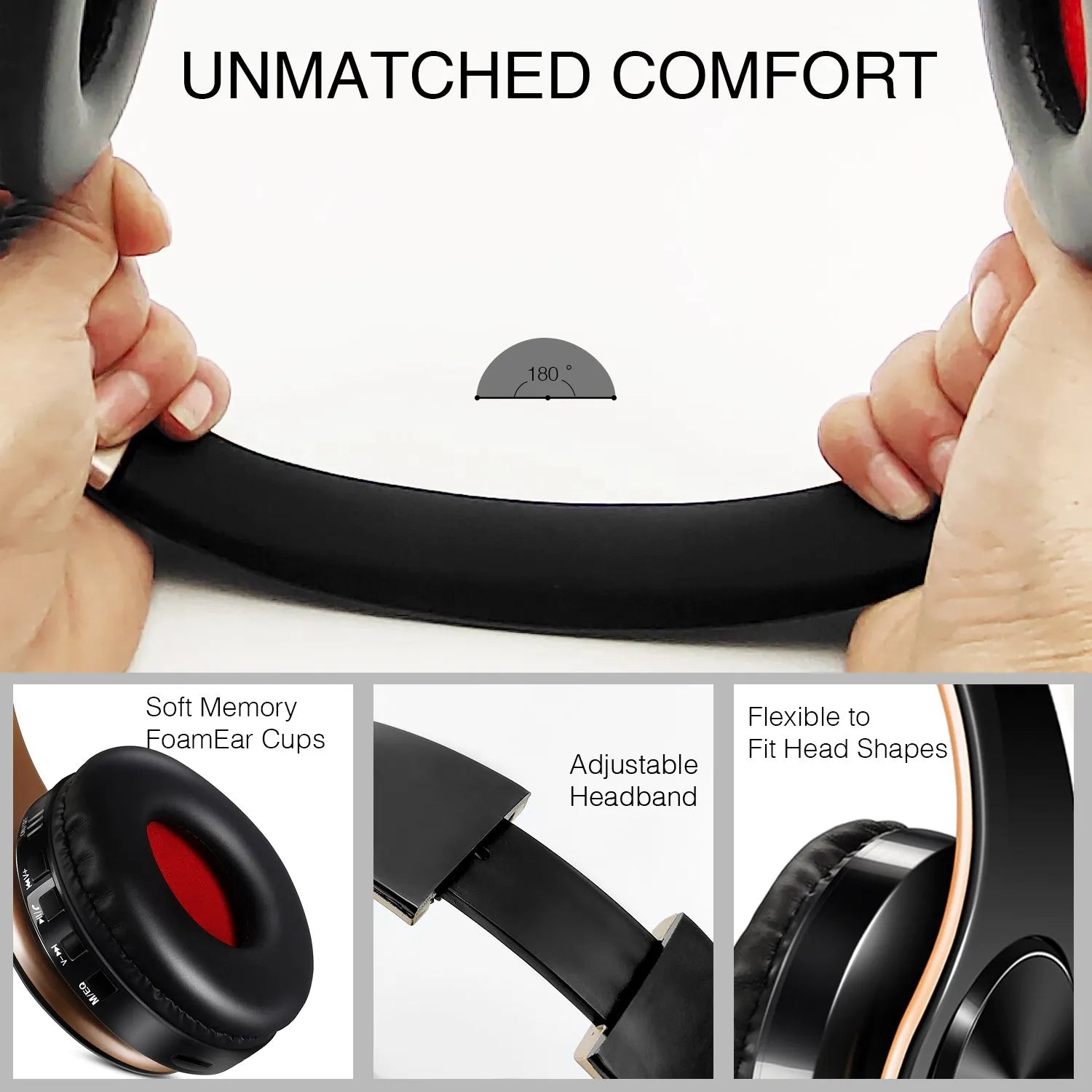 HIFI Stereo Kopfhörer Bluetooth Headset Musikkopfhörer FM und Unterstützung SD-Karte mit Mikrofon für Mobile Xiaomi Iphone Samsung Tablet