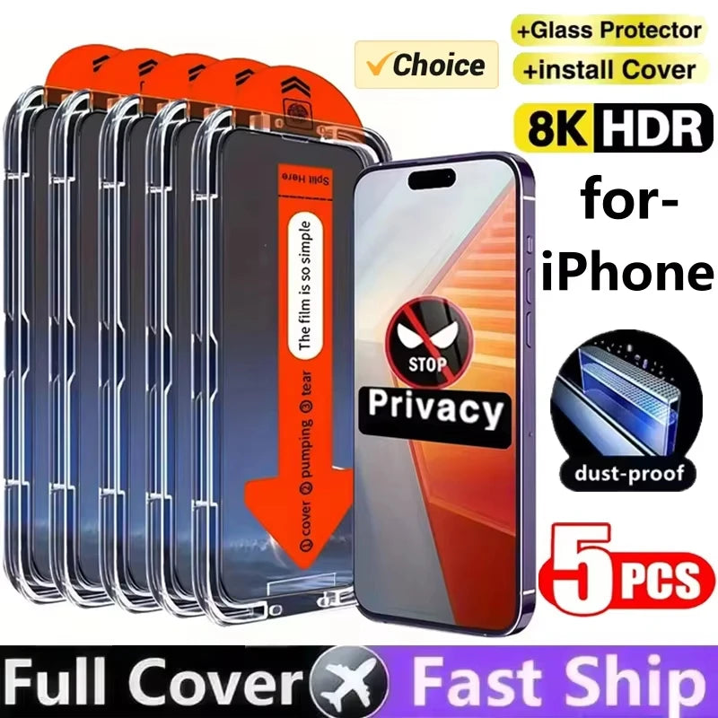 Staubfrei Installierbares Gehärtetes Glas für iPhone 16 15 14 Plus 17 Pro Max Air 13 12 Mini 11 XR XS Oleophobe Beschichtung Displayschutzfolie