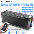 BlitzWolf BW-WA3 100W TWS Bluetooth-Lautsprecher mit vier Treibern, doppelter Membran, tiefem Bass, RGB-Licht, IPX5 Wasserdichtigkeit, 5000mAh Akku