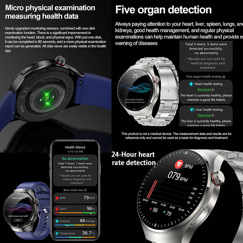 2025 Neue Smartwatch für die Krankenpflege: Blutsauerstoff, Blutfett, Harnsäure, EKG+PPG, Körpertemperatur, Bluetooth-Anruf, Gesundheits-Smartwatch