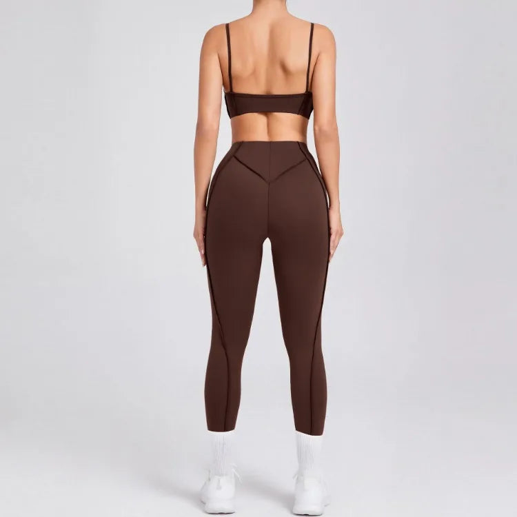 Nahtlose Yoga-Sets Sport-Fitness Hochbund-Hüfthebe-Formhose Rückenfreier BH-Anzug Workout-Gym-Leggings-Sets für Damen