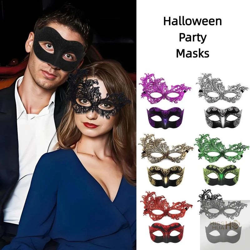 2er-Set, elegante schwarze Spitzen-Masken für Paare für Kostümpartys