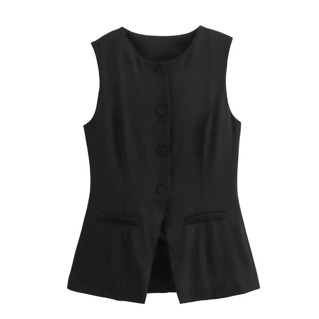 DAMEN 2025 Weiß Ärmellose Weste Damen Knopf Sommerwesten für Damen Jacke Rosa Weste Top Damen Streetwear Damen Maßgeschneiderte Weste