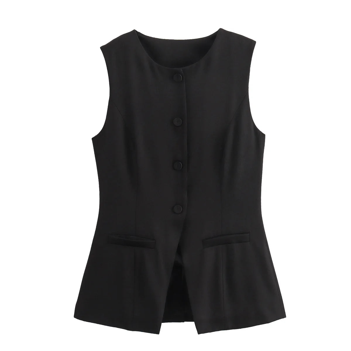 DAMEN 2025 Weiß Ärmellose Weste Damen Knopf Sommerwesten für Damen Jacke Rosa Weste Top Damen Streetwear Damen Maßgeschneiderte Weste