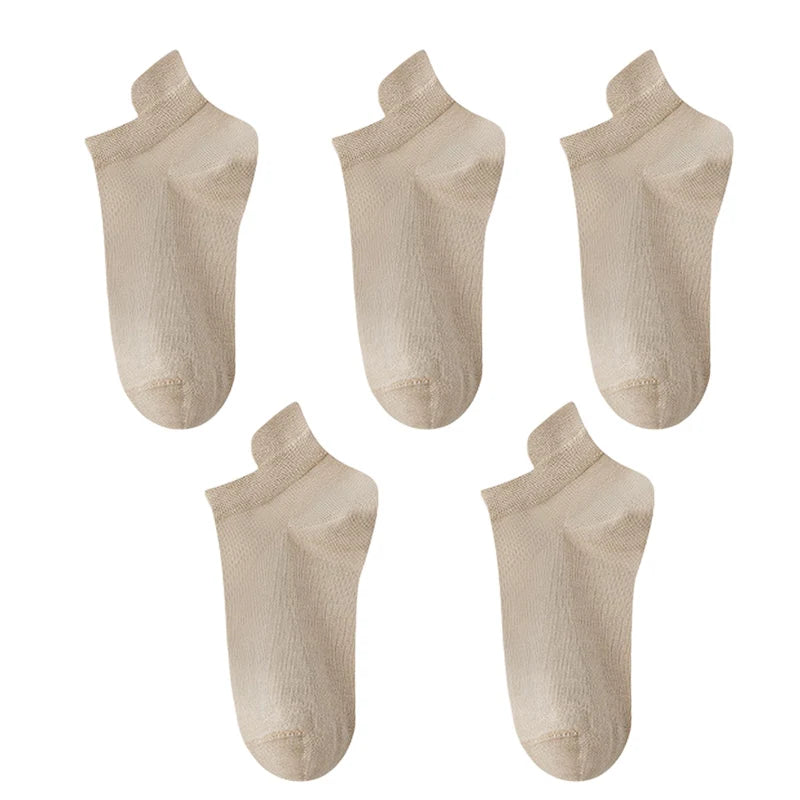 10 Stück=5 Paar Damen Socken Casual Atmungsaktiv Hohe Qualität Knöchelsocken Sommer Low Cut Baumwolle Dünne Kurze Elastische Socken calcetines