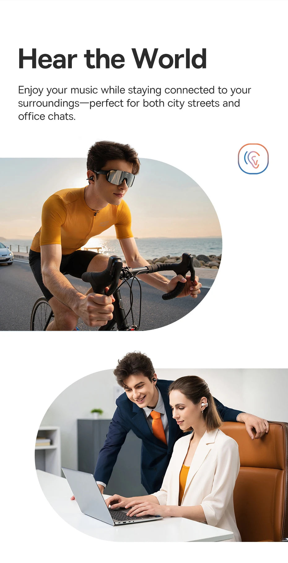 Baseus BC1 Ear-Clip-Ohrhörer Open-Ear Drahtlose Kopfhörer Bluetooth 6.0 Clip-On Sport-Kopfhörer 4 Mikrofone Super Bass IP55 Ohrstöpsel