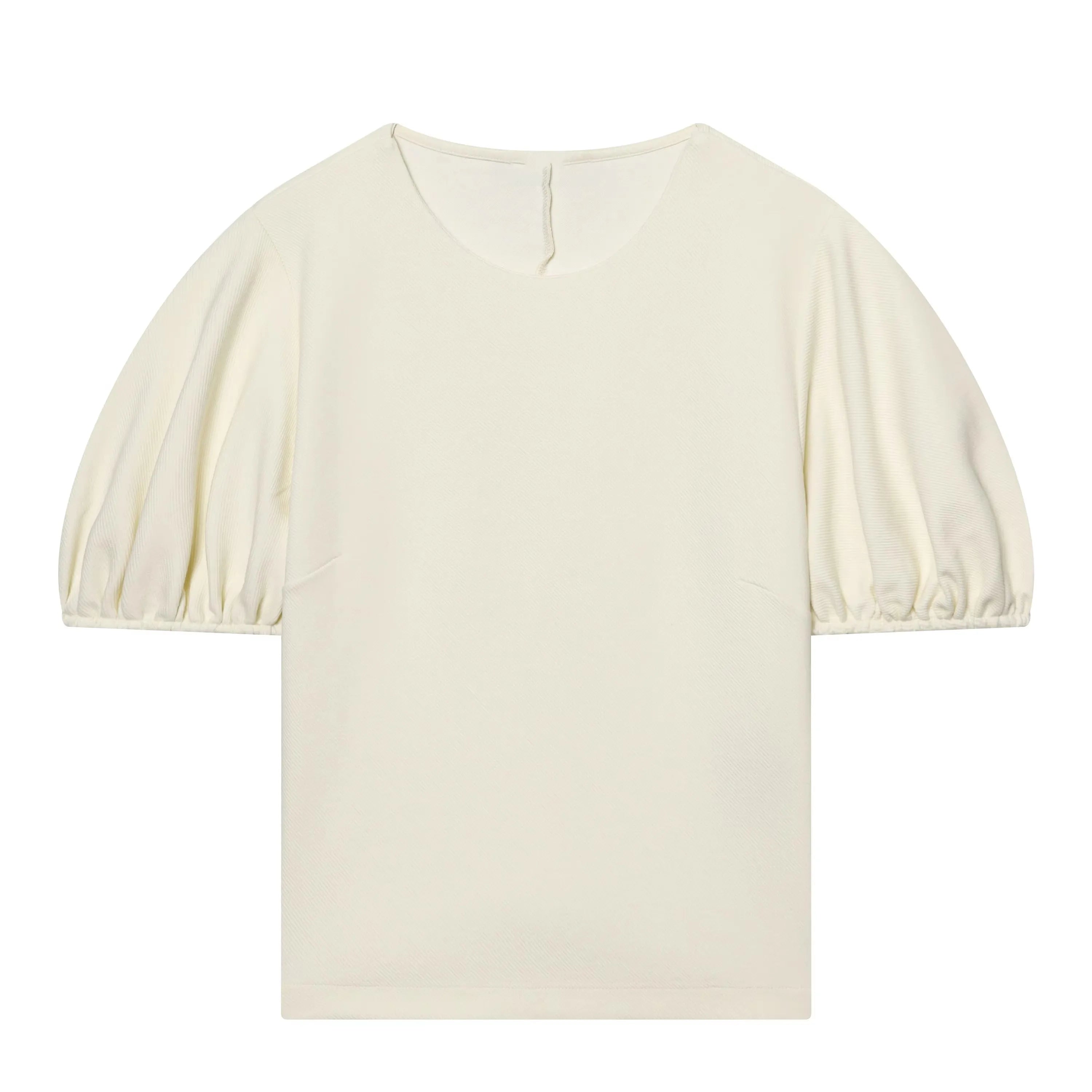 HH Damen Elegantes Beiges Set, Rundhals-T-Shirt, Einfarbiges Puffärmel-Oberteil, Lässige Weite Hosen, High Street Chic Outfit