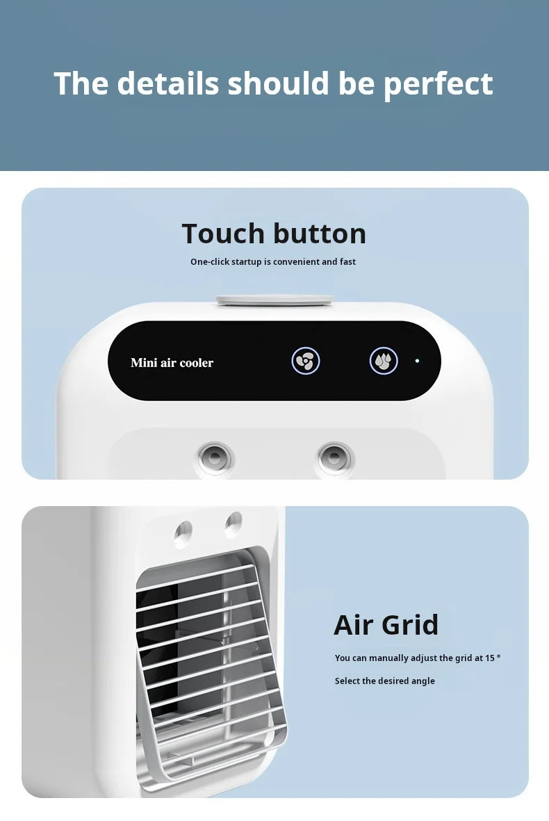 Mini USB Schreibtischventilator, tragbar, leise, kühler Klimaanlage für Schlafzimmer und Zuhause mit Befeuchtungs-Sprühfunktion, Tischventilator