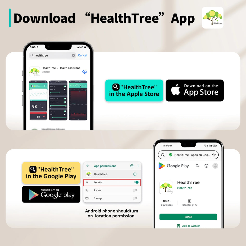 HealthTree Fingerspitzen-Pulsoximeter Blutsauerstoffsättigung SpO2 PI Oximetro De Dedo Pulsioximeter Oxymeter Bluetooth APP-Steuerung