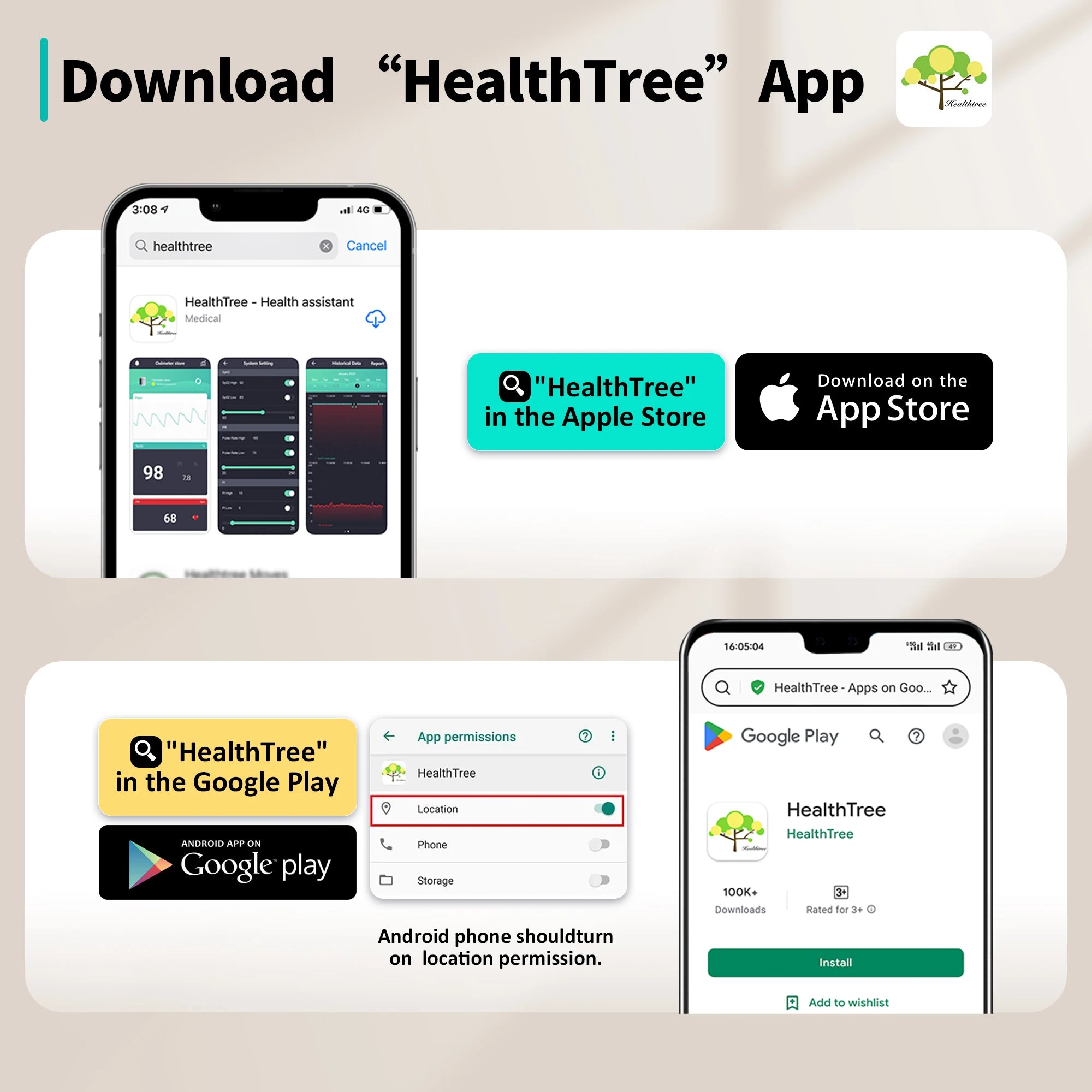 HealthTree Fingerspitzen-Pulsoximeter Blutsauerstoffsättigung SpO2 PI Oximetro De Dedo Pulsioximeter Oxymeter Bluetooth APP-Steuerung