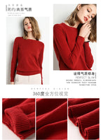 Damen Slim O-Neck Pullover Kaschmir-Wollmischung Pullover Herbst Und Winter Langarm Strick Unterhemd Große Größe 2024