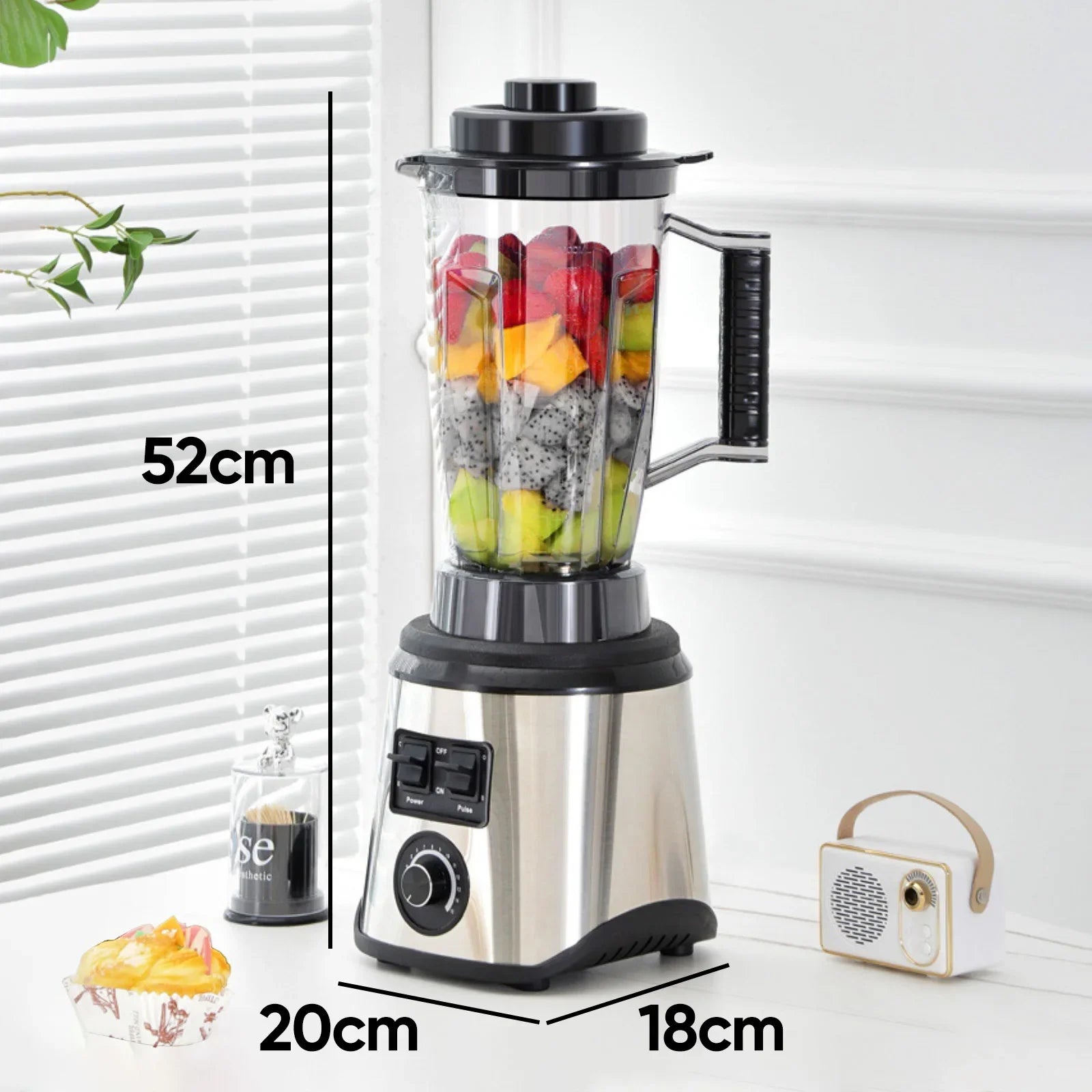 3-in-1 Leistungsstarker Standmixer Entsafter Smoothie Maker 0.5/1.5/2.5L 3 Behälter Küchenmaschine Mixer für Eis Nüsse Obst