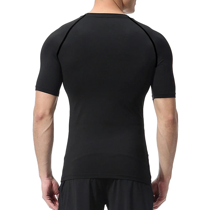 Skull Print Compression Shirts for Men Gym Workout Running Tshirts Sporty Athletic Quick Dry Tees Tops Short Sleeve Rash Guard