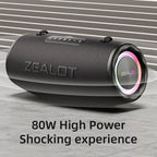 ZEALOT-S87 Outdoor Tragbarer kabelloser Bluetooth-Lautsprecher 80 W Hochleistungssubwoofer IPX6 Wasserdicht Camping