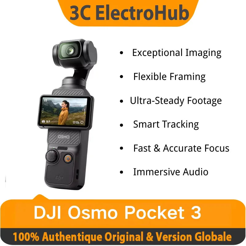 DJI Osmo Pocket 3 Kamera 1'' CMOS 4K/120fps Video, 3-Achsen-Stabilisierung, 2" drehbarer Touchscreen, kleine Videokamera Hauptbild