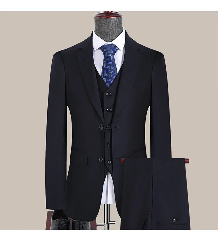 S-7XL Anzug Neu (Sakko + Weste + Hose) Koreanische Version der Slim-Fit-Arbeitskleidung Mode Business Herren Freizeit Hochzeits Gentleman-Anzug