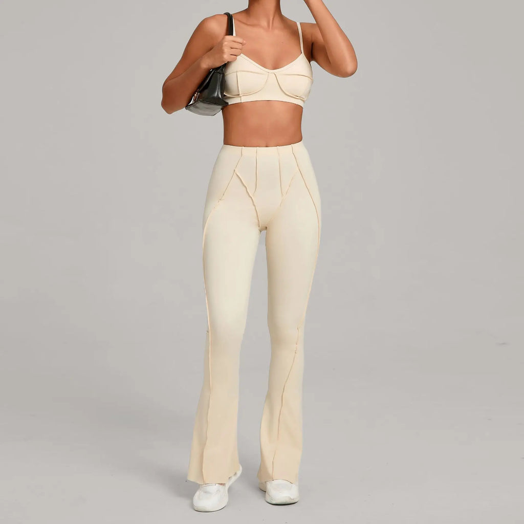 Nahtlose Yoga-Sets Sport-Fitness Hochbund-Hüfthebe-Formhose Rückenfreier BH-Anzug Workout-Gym-Leggings-Sets für Damen