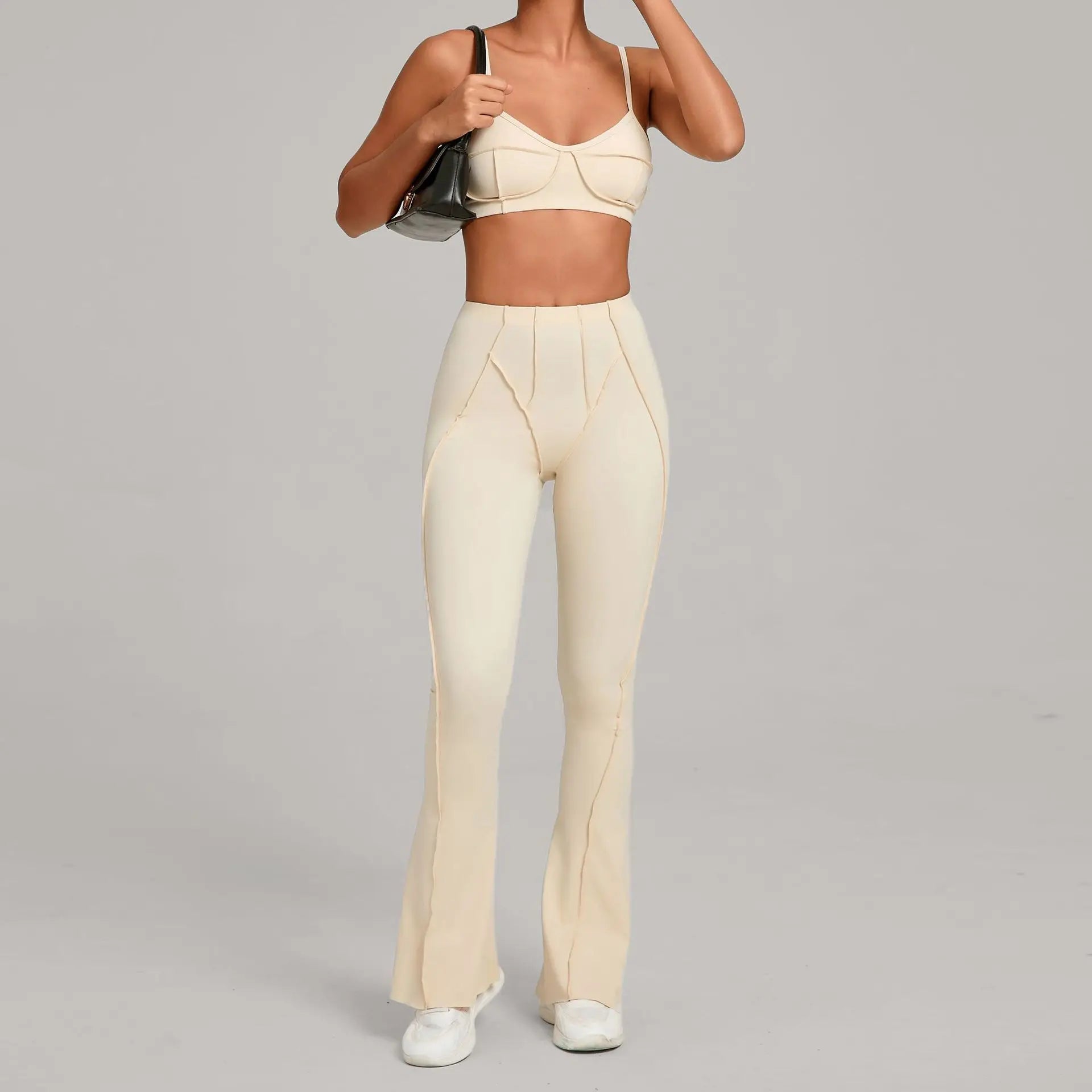 Nahtlose Yoga-Sets Sport-Fitness Hochbund-Hüfthebe-Formhose Rückenfreier BH-Anzug Workout-Gym-Leggings-Sets für Damen