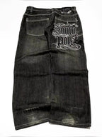 Amerikanische Y2K 2025 Neue weite Baggy Black Jeans Oversized Damen Street Casual Joker Denim-Hose Paar-Jeans Vintage Streetwear