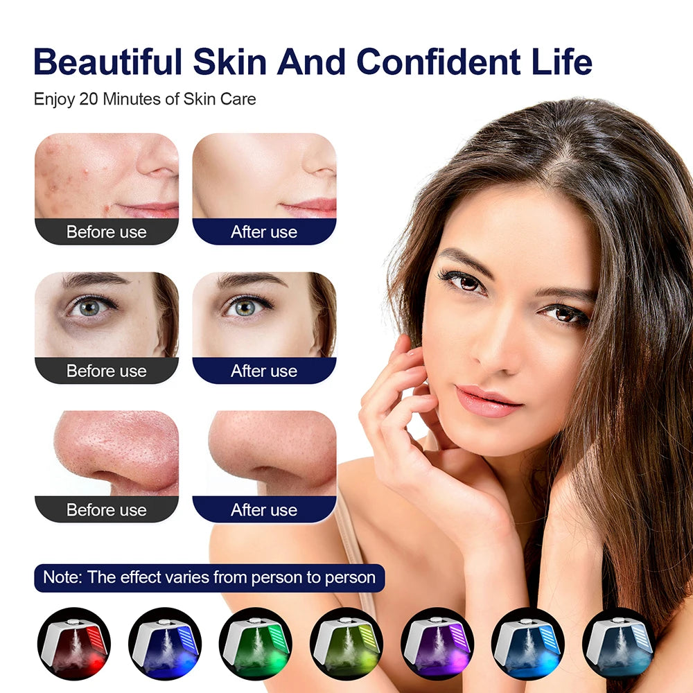 7 Farben LED Photon Schönheitsmaske Hautbefeuchtung Nano-Spray Gesicht & Körper SPA Hautpflege LED Gesichtsmaske