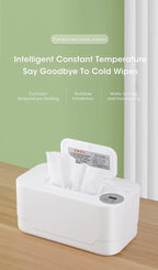 Baby Wipe Warmer Heater with LED Display, Wet Towel Dispenser Portable USB Charge Baby Wipe Warmer Napkin Heating Box Home/Car