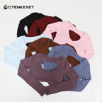 Neue Sommer Damen Rückenloses Langarm Yoga-Top Atmungsaktive weiche Sportbekleidung für Fitness-Training Bequeme Fitnesskleidung für Frauen
