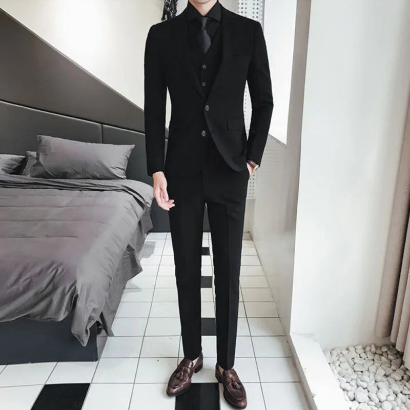 Neue Anzüge (Blazer + Weste + Hose) Herrenmode Business Hochzeit Gentleman Voller Professioneller Interview Formeller Freizeit Anzug