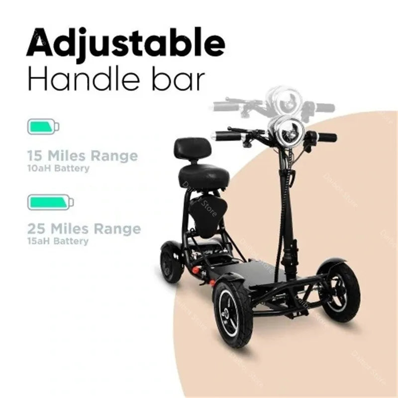 Elektrisches Vierrad-Skateboard Tragbare Elektroroller 10 Zoll 36V klappbarer Elektroroller für Behinderte und Senioren