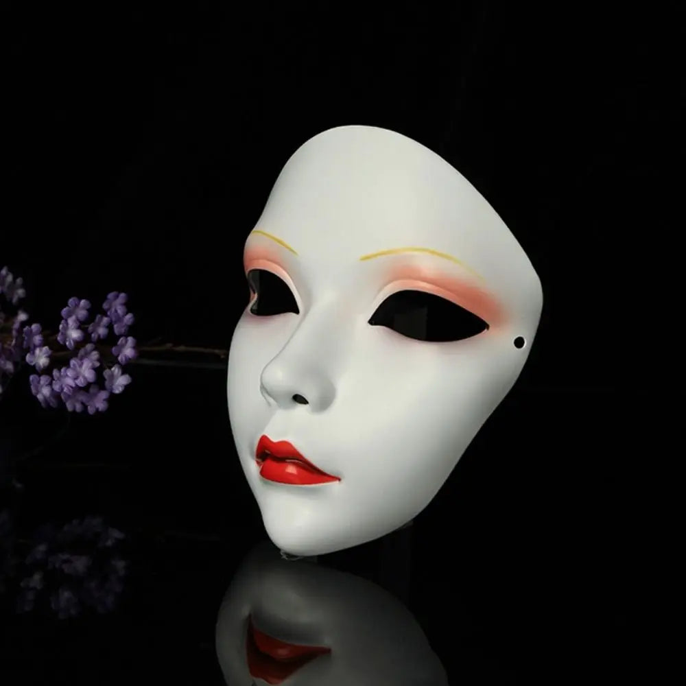 Party Supplies Full Face Cosplay Geisha Mask Flower Dress Up Hanfu Cosplay Mask Masquerade Spooky Japanese Mask Children's Main image