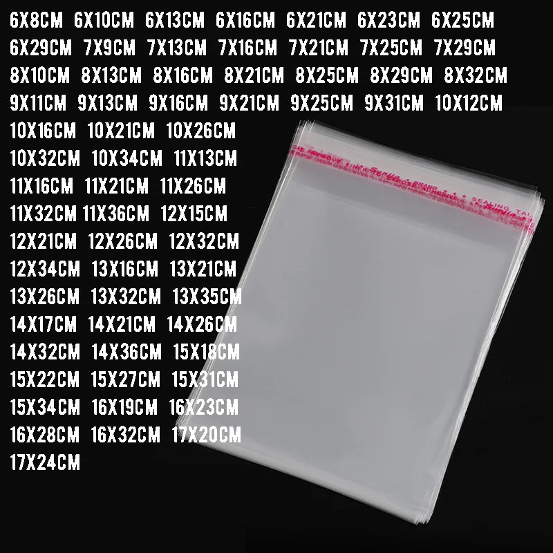 100/200 Stk. transparente, selbstklebende Beutel OPP Plastik-Zellophanbeutel Geschenkbeutel & Beutel Schmuckverpackungsbeutel