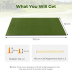 Golf-Schlagmatte, 1,5 m x 0,9 m Kunstrasen Golf-Übungsmatte mit 2 Golf-Gummi-Tees und 2 Ausrichthilfen, tragbar für Golf