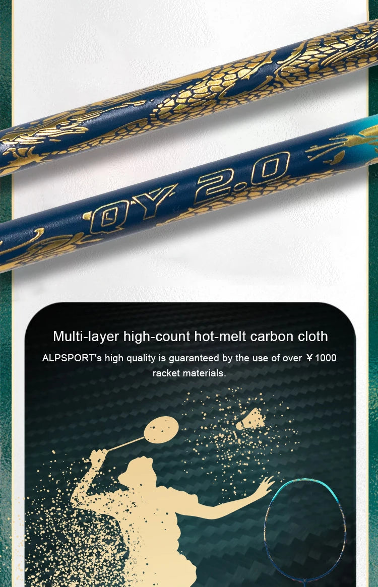 ALP QY2.0 Pro 4U 85g 100% Carbonfaser + Titanlegierung Badmintonschläger Ultraleichte Sportausrüstung Schläger Badmintontraining