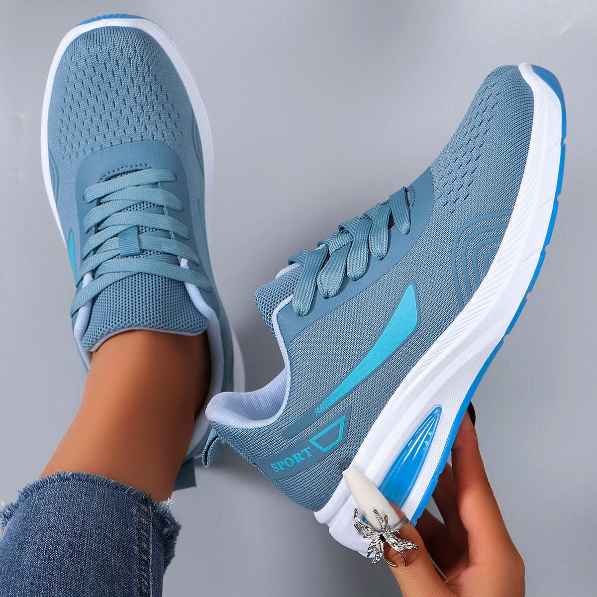 Frühlings-Freizeitsportschuhe für Damen, modisch, atmungsaktiv, leicht, rutschfest, verschleißfest, flache Schuhe