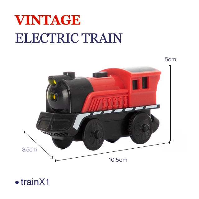 Elektrische Zuglokomotive Magnetisches Auto Druckguss-Modell Steckplatz passend für alle Marken Holzzugschienenbahn für Kinder Spielzeug W02