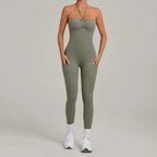 Damen Yoga Jumpsuits Sport Fitness Einteiler Schönheits-Rückengurt Tasche Hüfthebend Slim Fit Laufen Workout Training Bodysuit