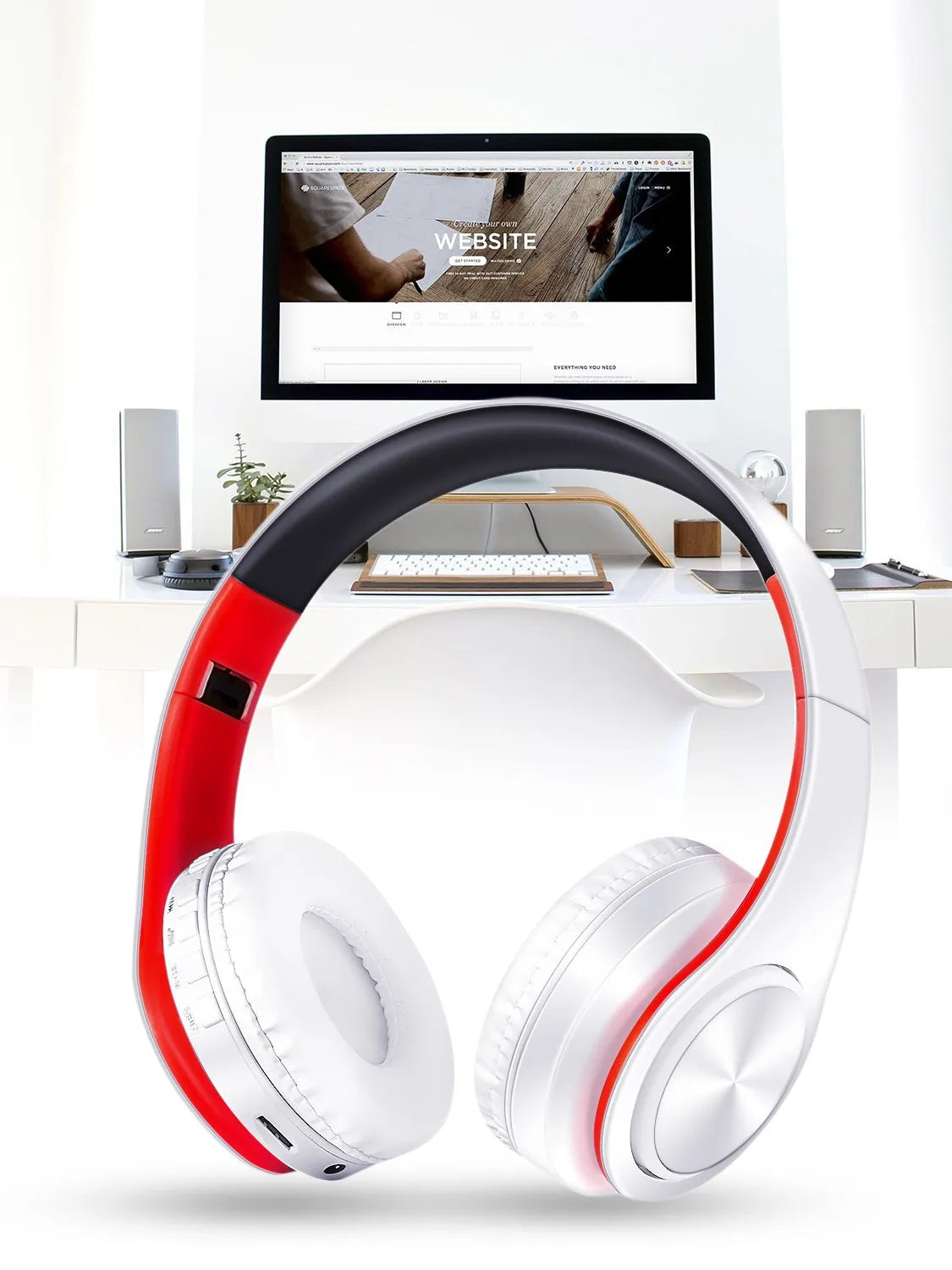 HIFI Stereo Kopfhörer Bluetooth Headset Musikkopfhörer FM und Unterstützung SD-Karte mit Mikrofon für Mobile Xiaomi Iphone Samsung Tablet