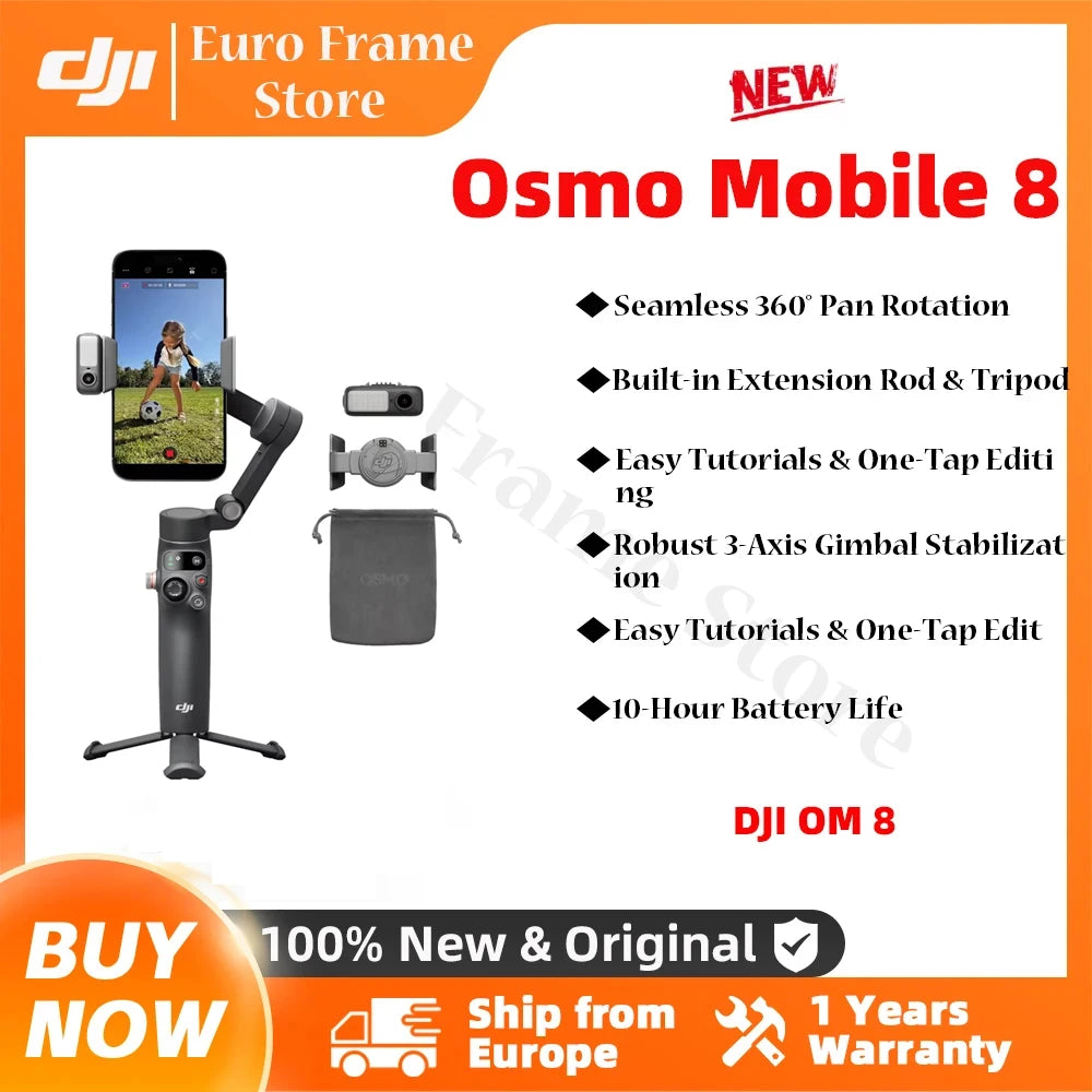 DJI OM8 Osmo Mobile 8 Smartphone-Gimbal-Stabilisator 3-Achsen-Handy-Gimbal Original Brandneu OM8