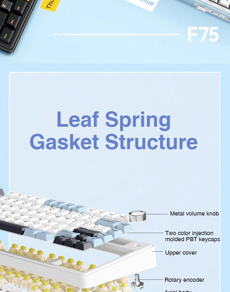 AULA F75 2.4G Kabellos/Bluetooth/Kabelgebunden Gaming Mechanische Tastatur RGB Angepasstes 75% Layout OEM Profil Gasket Struktur