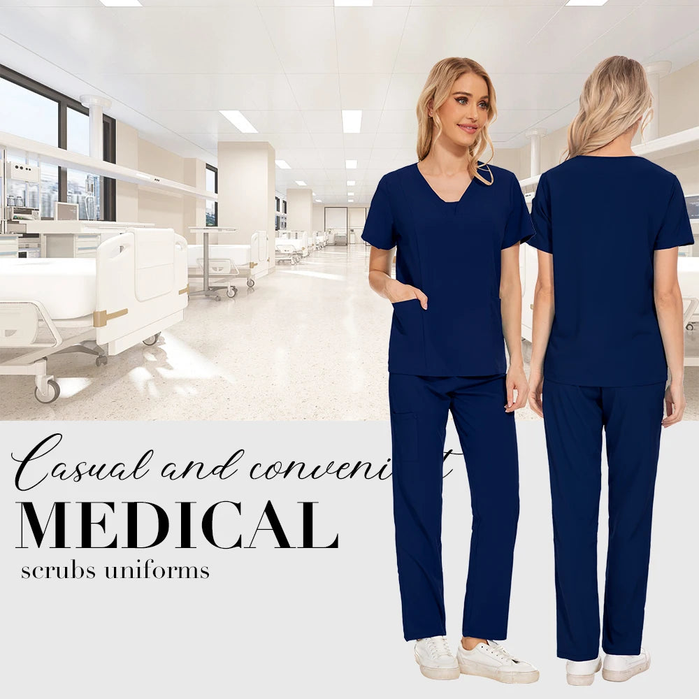 Niaahinn Scrubs Uniforms Sets Großhandel Medizinische Kasacks Stretch-Anzug Gesundheitswesen Pflegeuniform Unisex OP-Kasacks Damen Herren