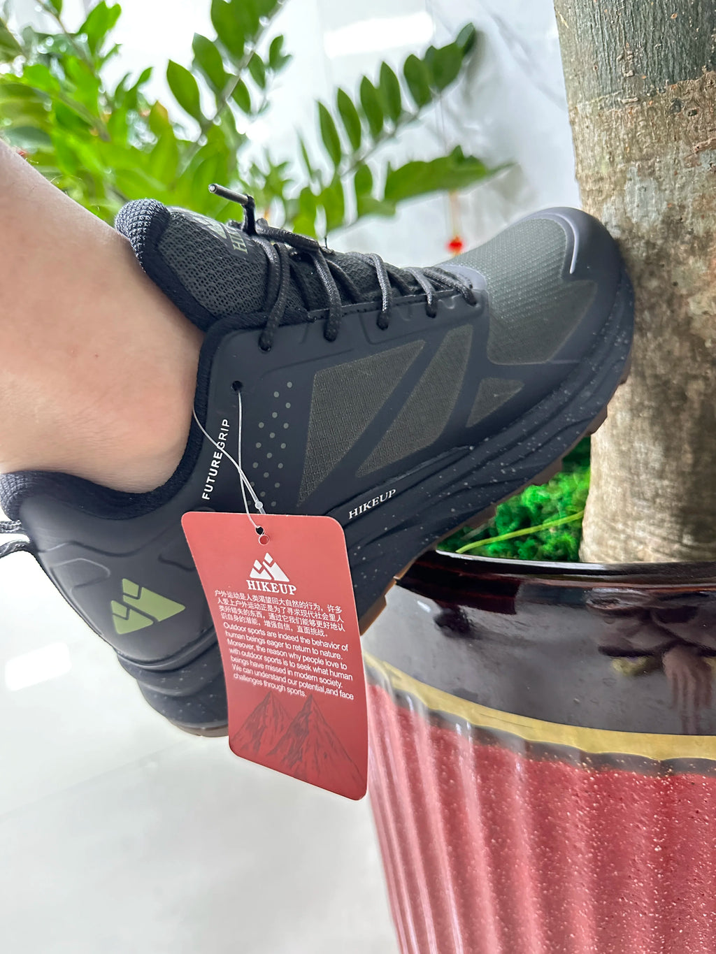HIKEUP Outdoor Men's Sneakers Women Breathable Trail Running Shoes Hiking Shoes Trail Male Comfort Trekking Running Sneakers